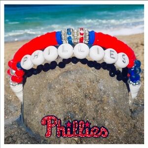 Red / blue / white Phillies elastic bracelet set ( New )